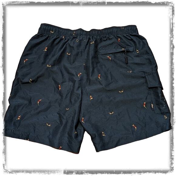 BASS Navy Blue Cargo Swim Shorts Swimsuit Women Naked All Over Print Men's L - Picture 2 of 8